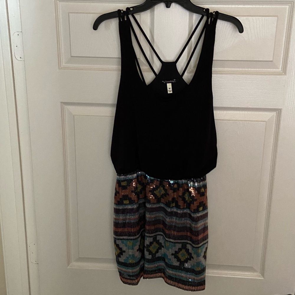 Criss Cross Back, Sequin Bottom Dress
